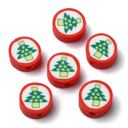 Christmas Theme Handmade Polymer Clay Beads CLAY-M005-09-1