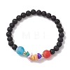 Frosted Round Natural Mixed Gemstone Stretch Bracelets for Women Men BJEW-JB10979-3