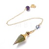 Resin Hexagonal Pointed Dowsing Pendulums(Brass Finding and Gemstone Inside) G-L521-A08-2