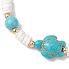 Natural White Shell & Synthetic Turquoise Beads Stretch Bracelets for Women BJEW-JB13477-01-3