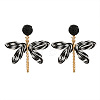 Alloy & Raffia Dangle Stud Earrings FS-WGCB008-05-1