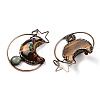 Natural Green Aventurine & Tiger Eye Brass Star Moon Big Pendants G-H316-01R-01-2