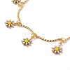 Brass Enamel Flower Charm Bracelets BJEW-JB05783-2