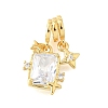 Brass Micro Pave Cubic Zirconia Pendants KK-V008-28G-1