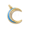 Moon Rack Plating Brass Micro Pave Cubic Zirconia Enamel Pendants KK-G504-06G-03-1