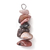 Gradient Color Natural Rose Quartz & Natural Rhodonite & Natural Pink Opal Chip Beaded Pendants PALLOY-JF02791-04-3