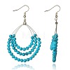 Trendy Synthetic Turquoise Beaded Earrings for Girls X-EJEW-PJE690-2