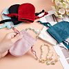  12Pcs 6 Colors Velvet Jewelry Pouches Bags TP-NB0001-37-4