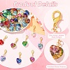 40Pcs 8 Colors Heart Glass Pendant Decorations HJEW-YW00402-3