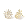 Snowflake Brass & Clear Cubic Zirconia Stud Earrings KK-CBA36A2-04G-4