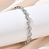 Teardrop Brass Micro Pave Clear Cubic Zirconia Link Chain Bracelets for Women BJEW-C156-07A-P-1