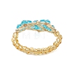 Heart Glass Seed Beads Stretch Rings for Women RJEW-MZ00028-04-4