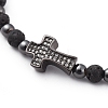 Natural Lava Rock Beads Stretch Bracelets BJEW-JB04802-01-2