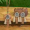 Bohemian Alloy & Wood Pendant Necklaces & Tassel Dangle Earrings Sets WG0AFF1-02-1