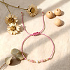 Natural Strawberry Quartz & Brass Beads Braided Bead Bracelets for Women HH4245-6-1