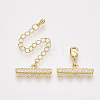 Brass Micro Pave Cubic Zirconia Chain Extender X-ZIRC-Q022-031G-NR-2