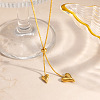 304 Stainless Steel Double Heart Lariat Necklaces WG40DB7-01-3