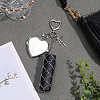 1Pc Heart Alloy & 667 Stainless Steel Macrame Pouch Pendant Decorations HJEW-CP0001-49A-4