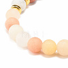 Natural Aventurine & Wood Round Beaded Stretch Bracelet BJEW-JB07805-5