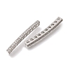 Brass Micro Pave Clear Cubic Zirconia 10-Hole Curved Rectangle Spacer Bars KK-C255-42P-2
