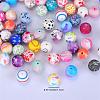 Printed Round Silicone Focal Beads SI-JX0056A-41-2