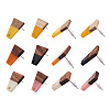 Craftdady 12 Pairs 6 Colors Resin & Wood Stud Earring Findings MAK-CD0001-04-2