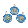 Synthetic Turquoise Flat Round Pendants G-Q188-01P-04-1