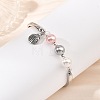Synthetic Non-magnetic Hematite & Shell Pearl Beads Charm Bracelets BJEW-JB13947-3