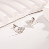 Brass Micro Pave Clear Cubic Zirconia Stud Earrings for Women WG1EF91-02-1