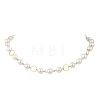Round Shell Pearl with Brass Link Chain Necklaces for Women NJEW-JN05631-2