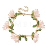 Flower Leaf Shell Pearl & Acrylic Charm Bracelets BJEW-TA00535-03-1