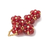 Natural Carnelian Round Beads & Glass Seed Beaded Cross Pendants PALLOY-MZ01151-01-4