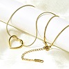 201 Stainless Steel Hollow Heart Pendant Snake Chain Necklaces for Women NJEW-B124-03G-2