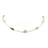 Natural Green Aventurine Heishi Beads & Rice Natural Pearl & Glass Seed Beaded Necklaces NJEW-JN06249-01-2