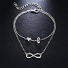 Alloy Infinity Heart Initial Charm Double Layer Anklets for Women FS-WG74AE6-03-1