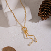 Minimalist Stainless Steel and Water Drop Natural Freshwater Pearl Knot Tassel Pendant Necklaces for Women DX0351-1-2