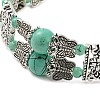 Synthetic Turquoise Beaded Double Layer Multi-strand Bracelet KL0970-2