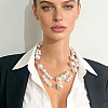 Alloy & Imitation Pearl Round Beaded Long Stackable Necklaces for Women WGFF48B-01-1