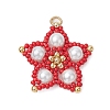 Glass Seed Beaded Star Pendants PALLOY-MZ00524-05-1