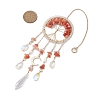 Wire Wrapped Natural Red Agate Chip Tree of Life Window Hanging Prism Ornaments HJEW-TA00283-02-3