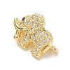 Brass Micro Pave Clear Cubic Zirconia Elephant Spacer Bars KK-K428-09G-2