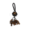 Flower Natural Tiger Eye Braided Thread Pendant Decorations HJEW-K046-04B-1