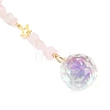 Round Glass & Natural Rose Quartz Chips Hanging Suncatchers HJEW-JM04209-03-5