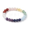 Chakra 8mm Round Natural Quartz Crystal & Amethyst & Lapis Lazuli & Quartz & Green Aventurine & Rose Quartz & Red Jasper BJEW-JB10624-03-1