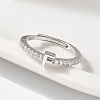 S925 Sterling Silver Adjustable Letter Rings for Women RJEW-M068-01P-F-5