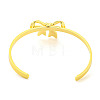 Bowknot Rack Plating Brass Open Cuff Bangles for Women BJEW-P322-06C-G-3