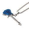 201 Stainless Steel Guitar Pendant Box Chain Necklaces NJEW-R001-06P-01-2