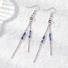 Round 304 Stainless Steel Natural Sodalite Dangle Earrings EJEW-JE06783-02-1