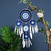 Evil Eye Woven Web/Net with Feather Wall Hanging Decorations PW-WG62000-01-4