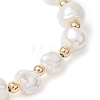 Electroplated Shell Pearl & Brass Beads Stretch Bracelets for Women BJEW-JB13013-4